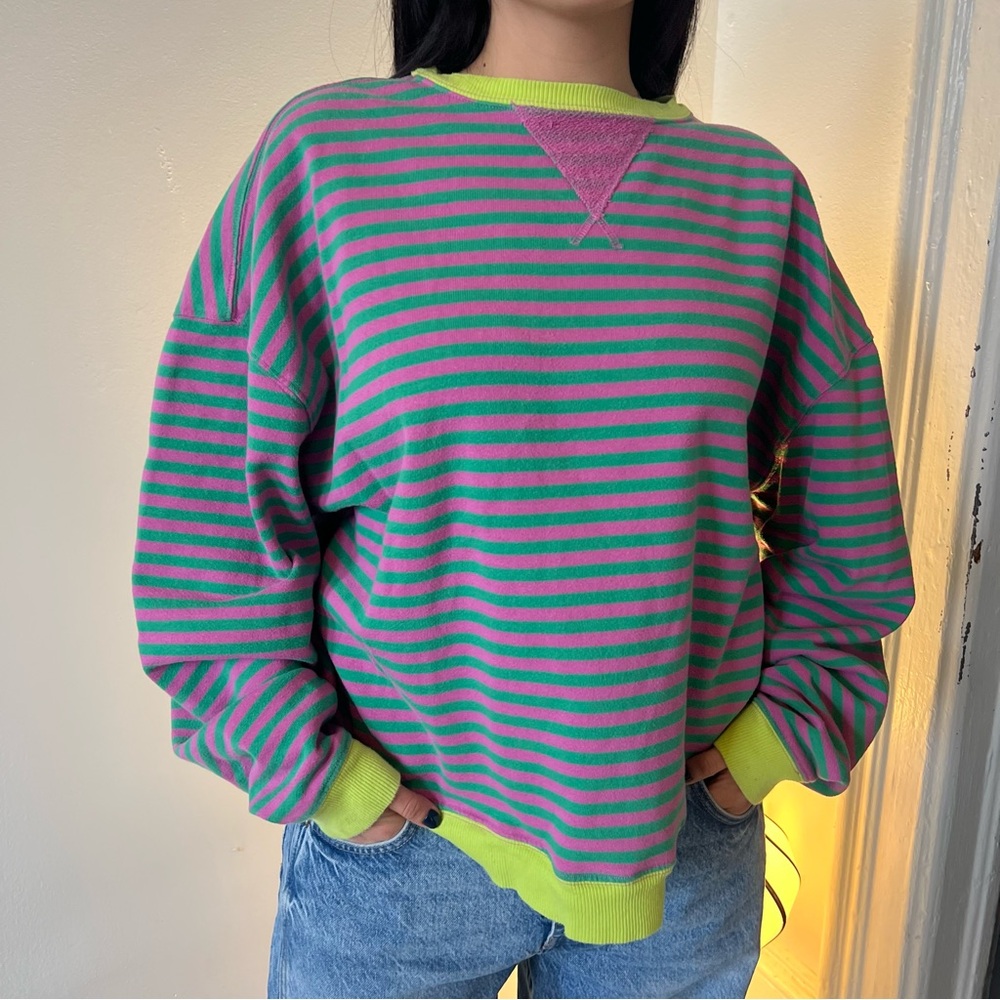 Striped Green and Pink Women's Sweater